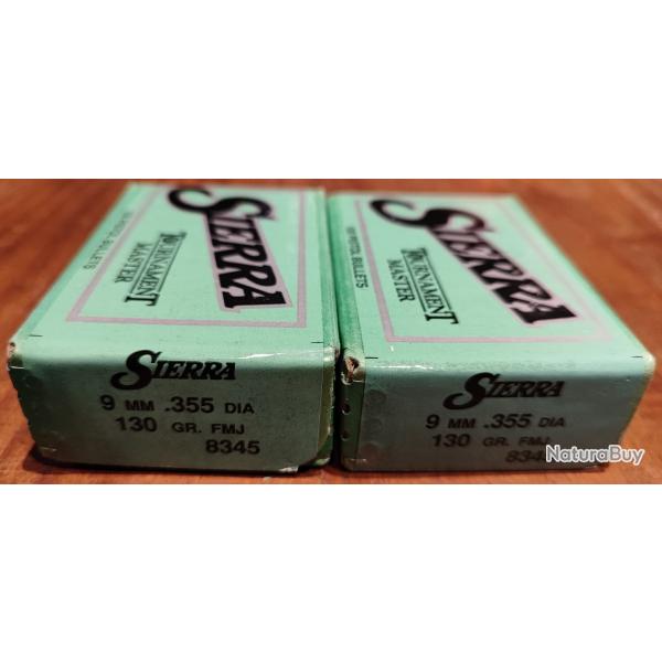 Ogives Sierra 9mm 130gr FMJ Match - x200 -