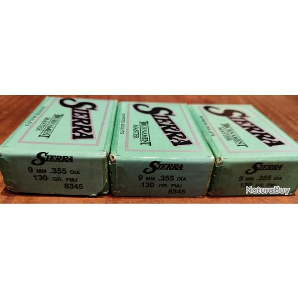 Ogives Sierra 9mm 130gr FMJ Match - x300 -