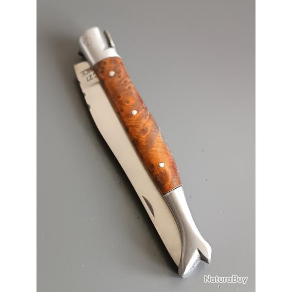 COUTEAU LAGUIOLE JAMBETTE, THIERS, manche BOIS D'AMOURETTE, guilloch.