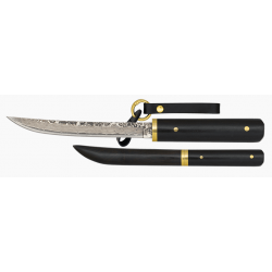 Albainox 32778 Couteau fixe , lame en damas, étui bois ébène