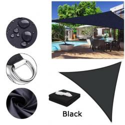 BACHE TOILE TRIANGLE 2.4x2.4x2.4M NOIRE PROTECTION TERRASSE SOLEIL ETANCHE AUVENT JARDIN EXTERIEUR