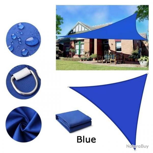 BACHE TOILE TRIANGLE 2.4x2.4x2.4M BLEUE PROTECTION TERRASSE SOLEIL ETANCHE AUVENT JARDIN EXTERIEUR