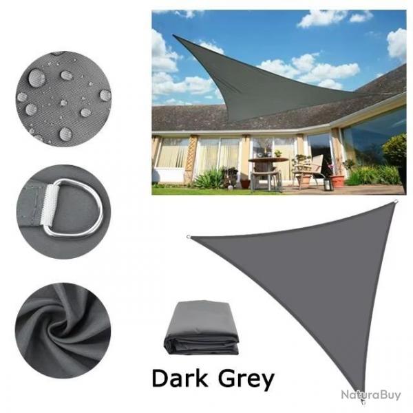 BACHE TOILE TRIANGLE 2.4x2.4x2.4M GRIS FONCE PROTECTION TERRASSE ETANCHE AUVENT JARDIN EXTERIEUR
