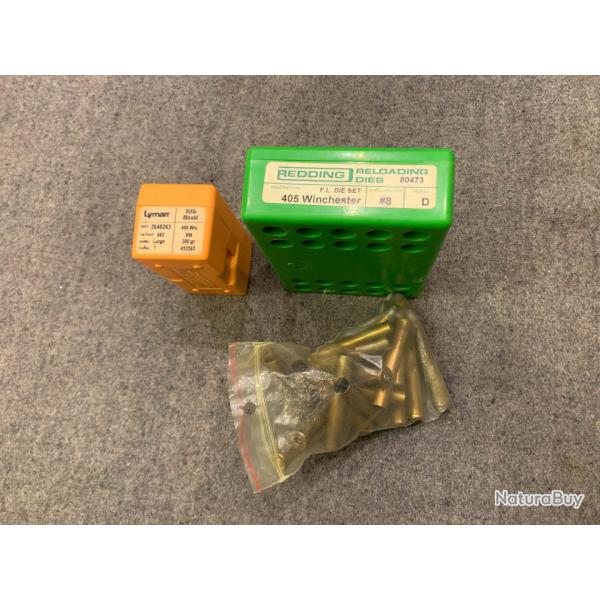 Kit pour rechargement 405 Winchester : Jeu d'outils Redding , moule Lyman, tuis Bertram