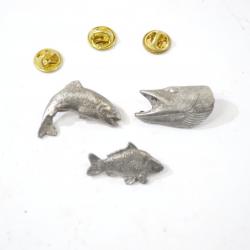 Lot de pin's poissons carpe truite brochet.Pêche pecheur collection fish