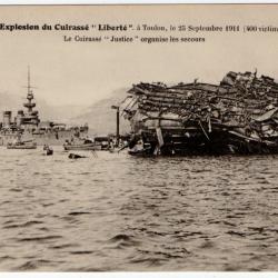 CPA - La Catastrophe du Cuirassé LIBERTE - Après l'Explosion - 25 septembre.6h du matin N°1196