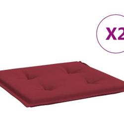 Coussins rouge bordeaux 40x40x4 cm en tissu Oxford pour chaises de jardin (x2)