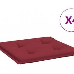 Coussins rouge bordeaux 40x40x4 cm en tissu Oxford pour chaises de jardin (x4)