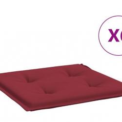 Coussins rouge bordeaux 40x40x4 cm en tissu Oxford pour chaises de jardin (x6)