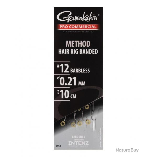 GAMAKATSU BAS DE LIGNE PRO COMMERCIAL METHOD EYED BANDED 10CM 0,21mm 12 10cm