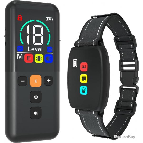 Collier de Dressage pour Chien 3 Modes Son Vibration Choc16 Niveaux 3200 Mtres tanche IPX67