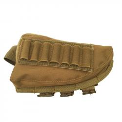 Pochette Tactique Crosse Fusil Nylon Molle Repose Joue Munitions Fermeture Éclair Chasse et Tir Kaki