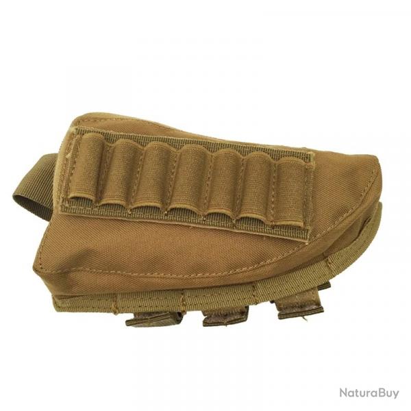 Pochette Tactique Crosse Fusil Nylon Molle Repose Joue Munitions Fermeture clair Chasse et Tir Kaki