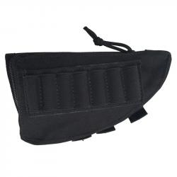 Pochette Tactique Crosse Fusil Nylon Molle Repose Joue Munitions Fermeture Éclair Chasse et Tir Noir