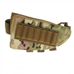 Pochette Tactique Crosse Fusil Nylon Molle Repose Joue Munitions Fermeture Éclair Chasse et Tir Camo