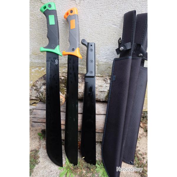 Lot de 3 Machette Bowies Lame Acier 3Cr13 Manche ABS Etui LOT POUR REVENDEURS Survie Outlast Alaska2