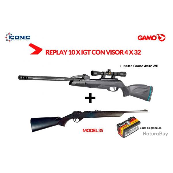 Vente Flash ! Carabine Gamo Replay 10 Maxxim IGT Cal. 4,5mm + Lun. 4 x 32 WR + Daisy mod. 35. 4,5mm