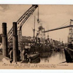 CPA - MARINE MILITAIRE - Port Militaire de BREST - L'Arrière Port et le Pont Transbordeur  N°1210