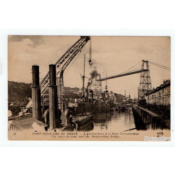 CPA - MARINE MILITAIRE - Port Militaire de BREST - L'Arrire Port et le Pont Transbordeur  N1210