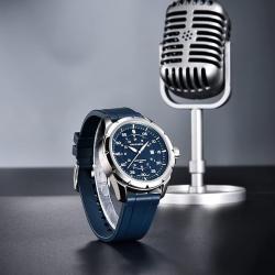 Montre Homme Étanche Mouvement Quartz Bracelet Silicone îtier Acier Inoxydable Style Élégant Bleu
