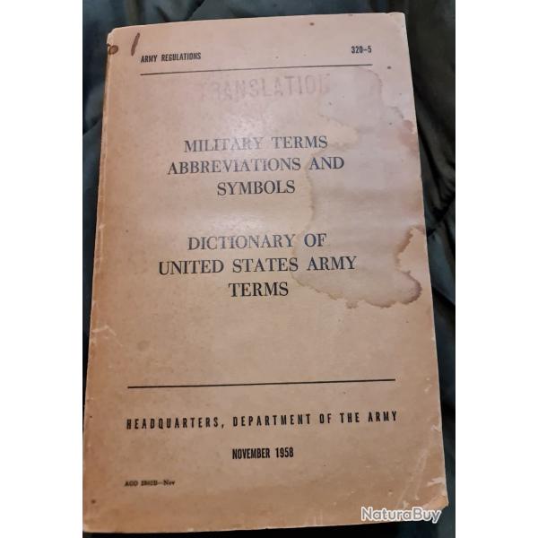 Livre dictionnaire des termes militaires  - 1958 - tats-Unis
