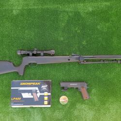 PACK-6 Carabine Piston Snowpeak SU1200S Canon Fixe Cal. 5,5 mm 19,9 j. + Pistolet-Laser LP400 4,5 mm