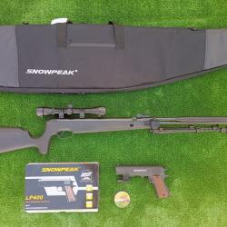 PACK-7 Carabine Piston Snowpeak SU1200S Canon Fixe Cal. 4,5 mm 19,9 j. + Pistolet-Laser LP400 4,5 mm