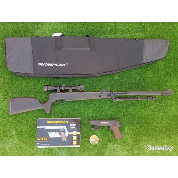 PACK-8 Carabine Piston Snowpeak SU1200S Canon Fixe Cal. 4,5 mm 19,9 j. + Pistolet-Laser LP400 4,5 mm