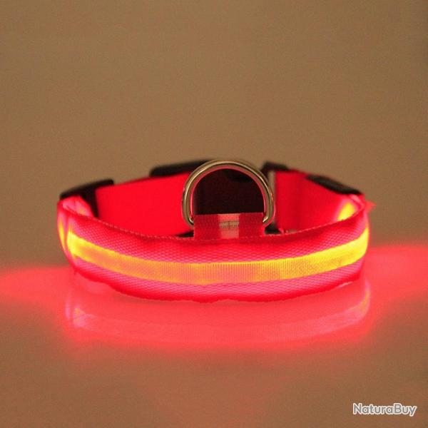 COLLIER POUR CHIENS LUMINEUX -Taille 43-62CM - ROUGE - LIVRAISON GRATUITE
