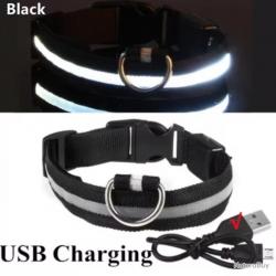 COLLIER POUR CHIENS LUMINEUX -Taille 43-62CM - NOIR - LIVRAISON GRATUITE