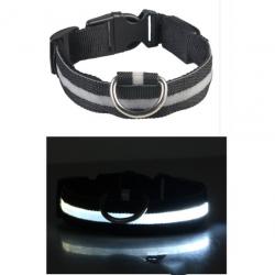 COLLIER LUMINEUX POUR CHIENS RECHARGEABLE -Taille 41-52CM - NOIR - LIVRAISON GRATUITE