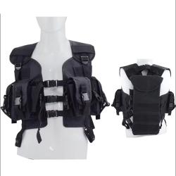 GILET MILITAIRE TACTIQUE PORTE CHARGEURS ET EMPLACEMENT POCHE A EAU - NOIR - LIVRAISON GRATUITE