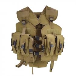 GILET MILITAIRE TACTIQUE PORTE CHARGEURS ET EMPLACEMENT POCHE A EAU - TAN - LIVRAISON GRATUITE