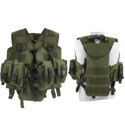 GILET TACTIQUE AIRSOFT POCHE DORSALE ET 4 POCHES VENTRALES - VERT - LIVRAISON GRATUITE