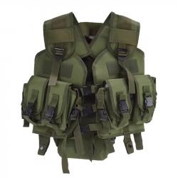 GILET TACTIQUE ARMÉE - PORTE-CHARGEURS ET POCHE DORSALE - VERT - LIVRAISON GRATUITE