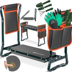 2 in 1 XXL Garden Kneeler Padded Seat Cushion with 2x Tool Bags Height Adjustable Garden Bench