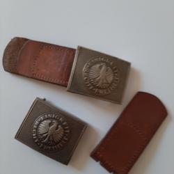 Deux belles boucles de ceinturon allemand à déterminer. Une avec passant, l'autre non monté.