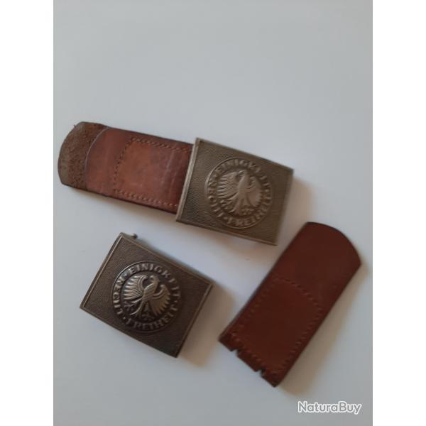 Deux belles boucles de ceinturon allemand  dterminer. Une avec passant, l'autre non mont.