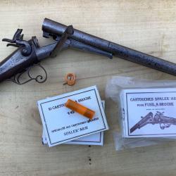Fusil juxtapose 16 a broche artisanal belge + cartouches Spalek