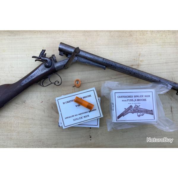 Fusil juxtapose 16 a broche artisanal belge + cartouches Spalek