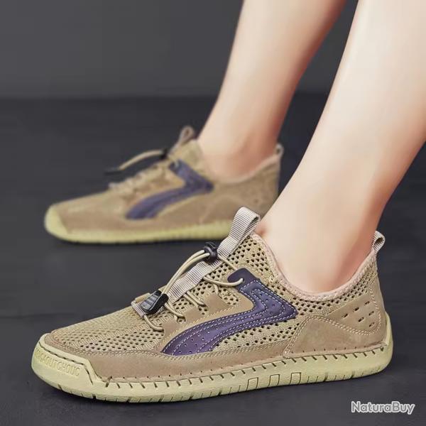 Chaussures Homme Randonne t 2025 - Baskets Outdoor Respirantes Chasse Pche Marche - Beige