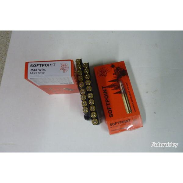 39 balles GECO soft point cal. 243 win