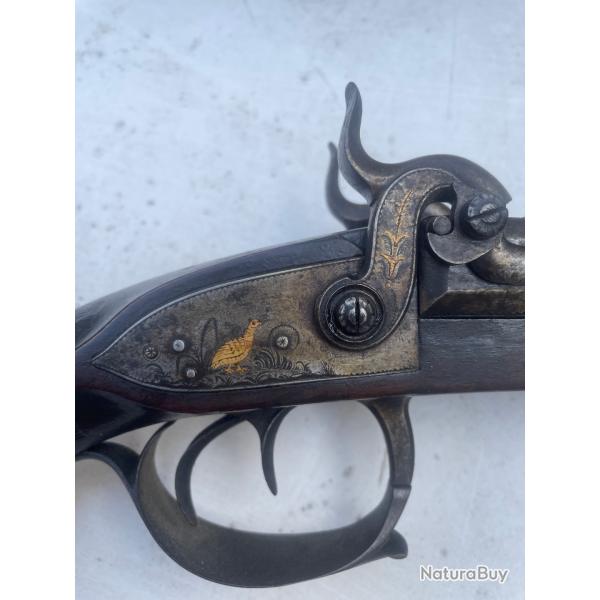 Vends Fusil silex d'poque double dtente. dor  l'or fin. magnifique tat poque Napolonienne