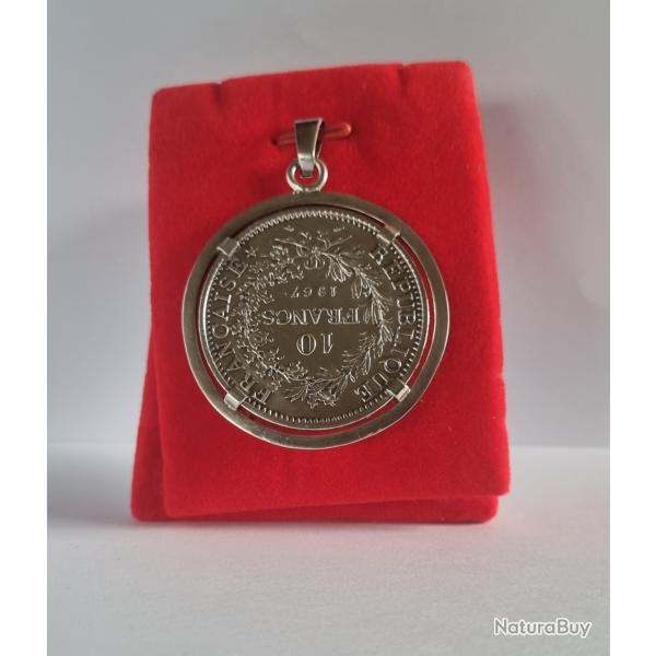 Superbe Pendentif 10 Francs Argent Hercule 1967 Varit Accent Sur Le E