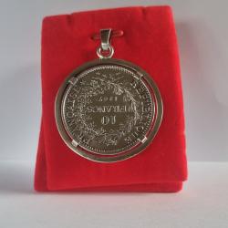 Superbe Pendentif 10 Francs Argent Hercule 1967 Variété Accent Sur Le E