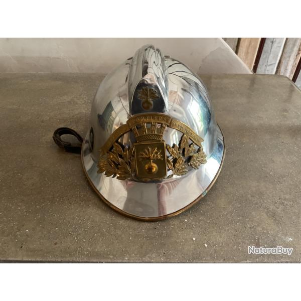 Vends casques modle 1933, en acier nickel avec plaque en laiton des sapeurs -pompiers