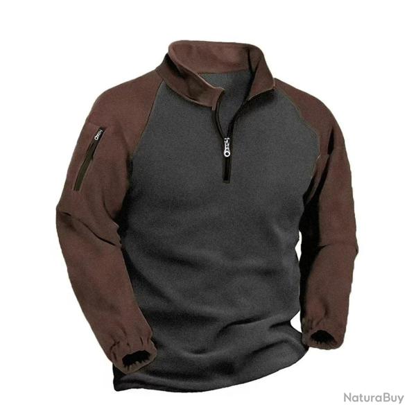 2024 New Half Zipper Tactical Jackets Men's Winter Warm Fleece Sweatshirts Outdoor Hunting Shooting 