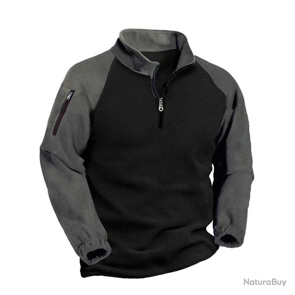 2024 New Half Zipper Tactical Jackets Men's Winter Warm Fleece Sweatshirts Outdoor Hunting Shooting 