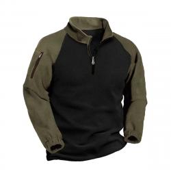 2024 New Half Zipper Tactical Jackets Men's Winter Warm Fleece Sweatshirts Outdoor Hunting Shooting 