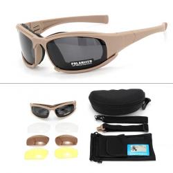 2025 4-Lens Tactical Goggles - Polarized, Windproof & Dustproof Safety Glasses for Outdoor Sports (C